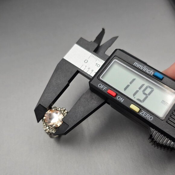 CW Sterling Silver Peach Tourmaline & Marcasite Halo Cathedral Ring Size 7 7.98g - Picture 9 of 13